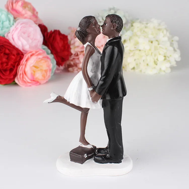 Funny Wedding Cake Toppers Dolls Romantic Bride And Groom Figurines Stand Topper Decoration Supplies Marry Resin Figurine Good Vibrations