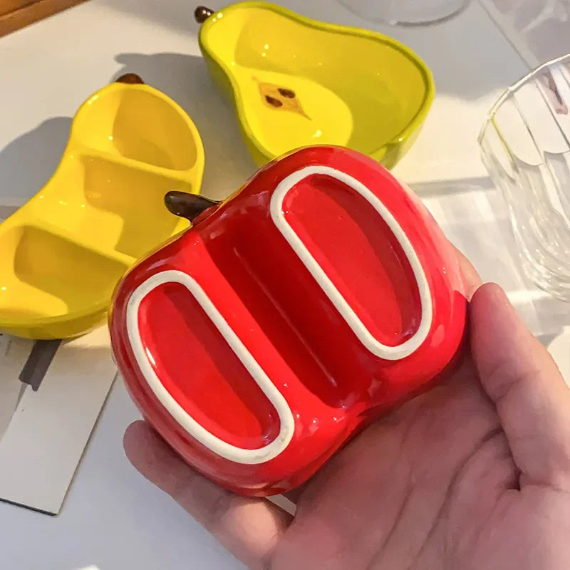 1PCS Creative Fruit Ceramic Dish Mini Saucer Kitchen Tableware for Snacks Sauces Seasonings Dinner Plate Household Supplies Good Vibrations