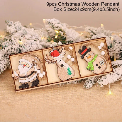 Christmas Wooden Pendant Merry Christmas Tree Decoration for Home 2025 Christmas Ornament Xmas Navidad Gifts Happy New Year 2026 Good Vibrations