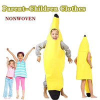 Halloween Banana Costume Funny Couple Outfit for Adults and Kids Fruit Vegetable Cosplay Fancy Dress for Carnival Party Decor Good Vibrations