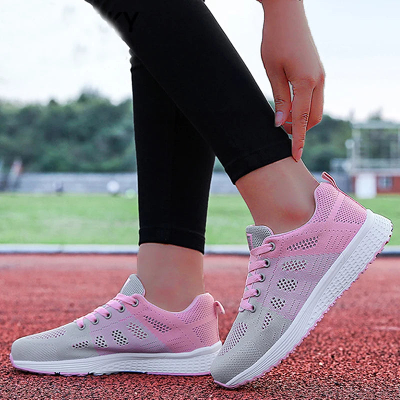 Sneaker Woman Shoes Fashion Lace Up Sneakers For Woman Non-Slip Women's Sports Shoes Trainers Women's Vulcanize Shoes Footwear Good Vibrations