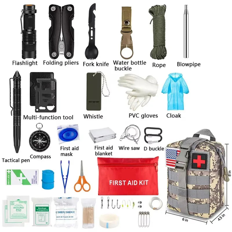 Survival First Aid Kit Survival Full Set Molle Outdoor Gear Emergency Kits Trauma Bag Camping Hiking IFAK Adventures Bag Good Vibrations