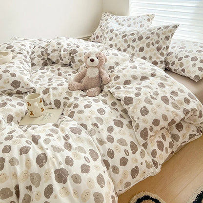 Ins Simple Flower Bed LinenTwin Full Queen King Size Bed Sheets Set  Adults Kids Floral Bed Comforter Sets Bed Duvets Kawaii Good Vibrations