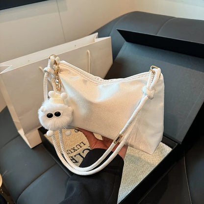 Casual Solid Color Fashion Elegant Shoulder Bag Smooth Cloth Satin Underarm Bag Leisure Shoulder Bag Good Vibrations