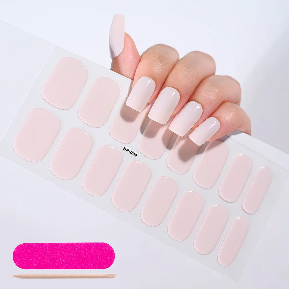 UV Semi-Cured Gel Nail Wraps Stickers Strips French Long Lasting Full Cover LED Gel Semi Cured Nail Sliders For Nail Extension & Good Vibrations