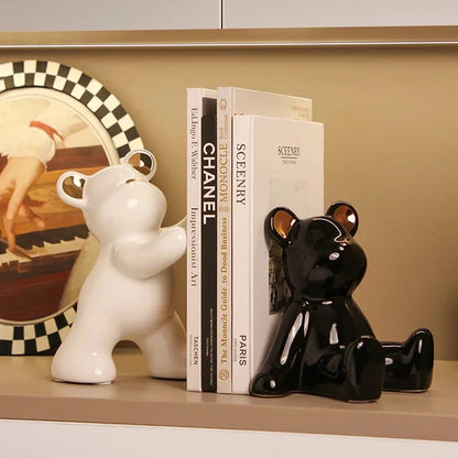 Bear Bookends Modern Luxury Cute Ceramic Home Decorations Simple Bedrooms, Bookshelves Available Good Vibrations