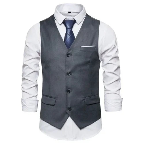 Blue Suit Vest, Men's Business Sleeveless Vests Jacket, Asian size S-6XL, Wedding Party Waistcoat, Red Purple Black Gray Good Vibrations