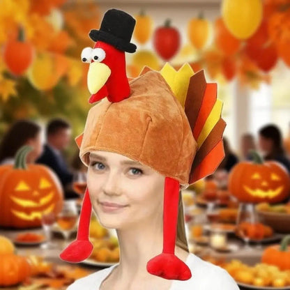 Cute Thanksgiving Turkey Hats Comfortable Soft Plush Turkey Caps Creative Unisex Roleplaying Photo Cap Children Good Vibrations