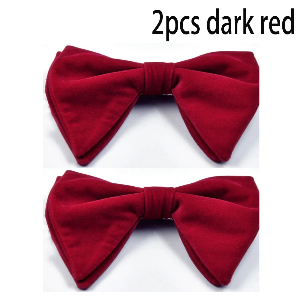 Mens Oversized Bow Tie Solid Velvet Bowtie Wedding Party Tuxedo Adjustable Necktie Big Bow Tie Good Vibrations