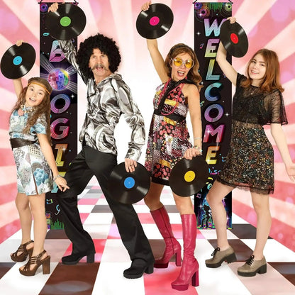 1970s Theme Party Retro Disco Porch Sign 70's Party Rock Boogie Wall Banner Birthday Decoration Good Vibrations