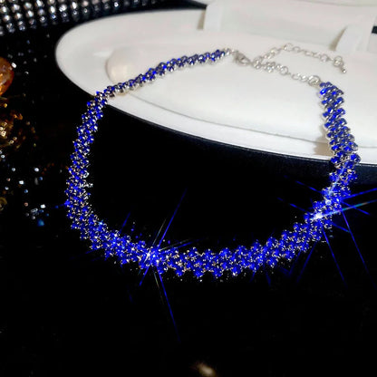 Luxury Shiny Full Rhinestone Choker Necklace for Women Personalized Geometric Crystal Necklaces Wedding Jewelry Party Gifts Good Vibrations Adult Super Store