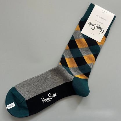 Cotton Happy Socks Men's Classic Crew Sock Shoe Size 10 - 13 Soft Good Vibrations