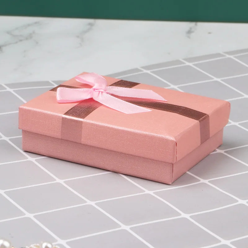 12pcs Cardboard Jewelry Set Bow Gift Box Ring Necklace Bracelets Earring Gift Packaging Boxes With Sponge Inside Rectangle Good Vibrations