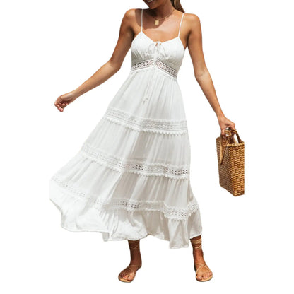 Trendy Casual Summer White Dress for Women Cover-ups Outfits New Boho Hippie Chic Long Maxi Dresses Elegant Party Beachwear Good Vibrations