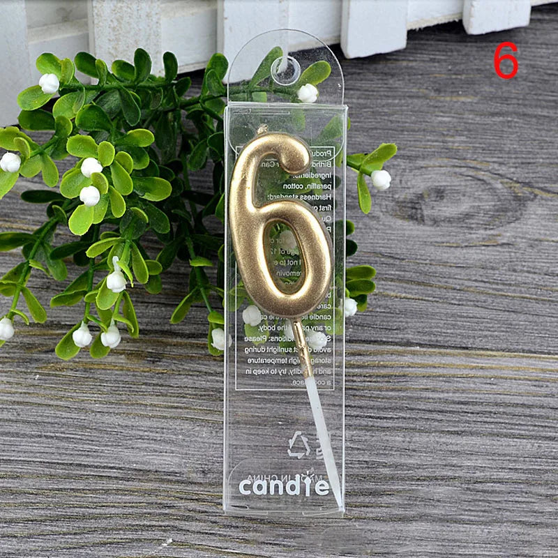 1Pcs Gold Happy Birthday Number Cake Candles 0 1 2 3 4 5 6 7 8 9 Cake Topper Kids Girls Boys Bar Baby Party Supplies Decoration Good Vibrations