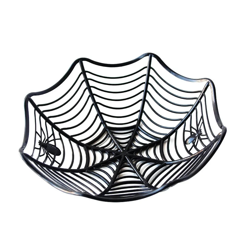 Halloween Decoration Black Spider Web Bowl Fruit Plate Candy Biscuit Package Basket Bowl Trick or Treat Halloween Party Supplies Good Vibrations