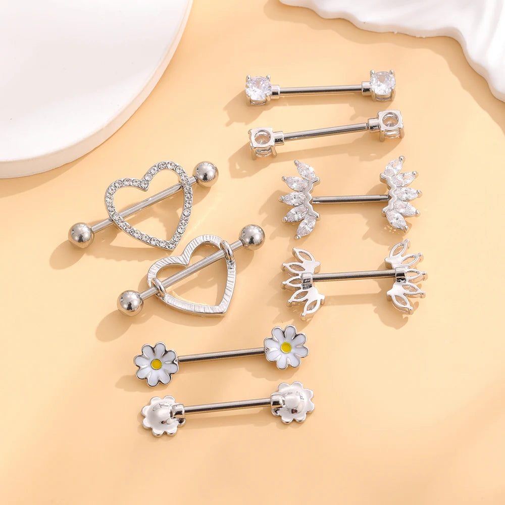 Mixed-style Sexy Nipple Rings Sets Heart Butterfly Dangle Nipple Piercing Bulk for Women Stainless Steel Cute Cat Shield Barbell Good Vibrations Adult Super Store
