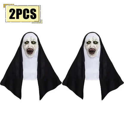 Horror The Nun Mask Cosplay Scary Bloody Demon Ghost Face Latex Masks With Headscarf Halloween Party Costume Props Deluxe Good Vibrations
