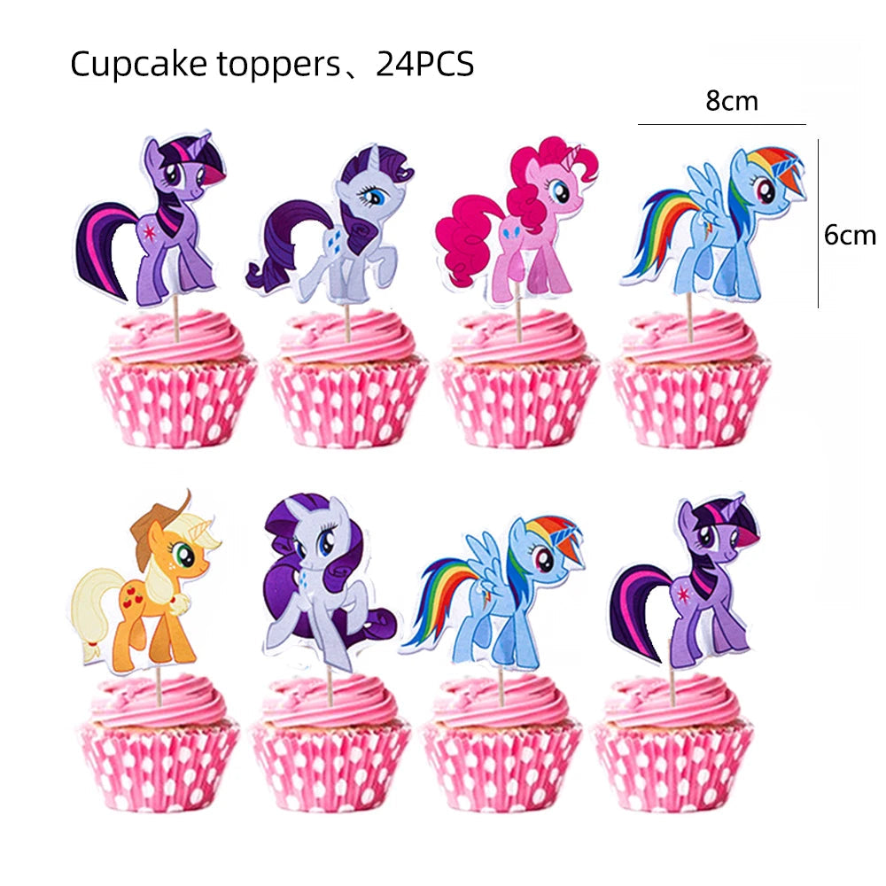 My Little Pony themed children's birthday party supplies, girls' first birthday tablecloth, tableware, paper cups, flag-raising Good Vibrations