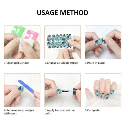 10/12 Sheets Self-adhesive Nail Stickers With Nail File Full Pack Nail Stickers Creative DIY Nail Art Decals Girls Color Fashion Good Vibrations