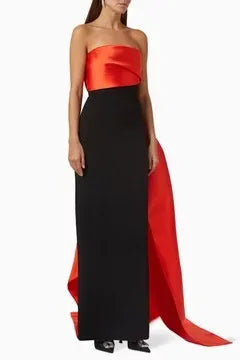 Flowers Prom Satin Evening Dresses Straight Party Dress Pleats Christmas Dress فساتين مناسبة رسمية Customized Good Vibrations