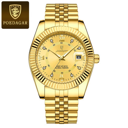 POEDAGAR Luxury Sport Wrist Watch For Man Waterproof Luminous Date Men Watch Quartz Stainless Steel Men's Watches Male Reloj+box Good Vibrations
