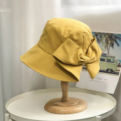 Women's hat, big brim hat, women's summer fisherman's hat, casual sun protection bow, versatile sun hat Good Vibrations