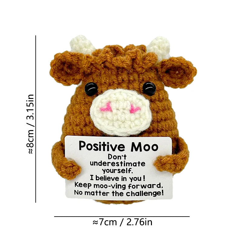 Gifts for Him Her Boyfriend Girlfriend  Handmade Positive Crochet Cute Cow Emotional Birthday Christmas Desktop Decorations Good Vibrations