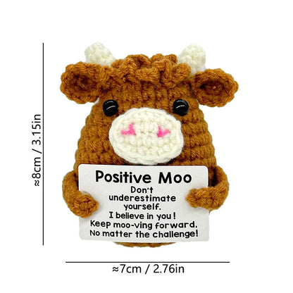 Gifts for Him Her Boyfriend Girlfriend  Handmade Positive Crochet Cute Cow Emotional Birthday Christmas Desktop Decorations Good Vibrations