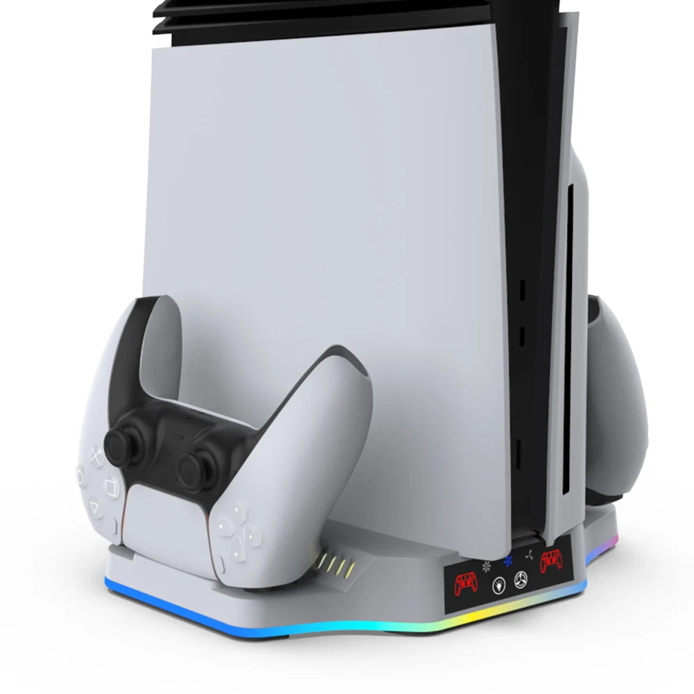 for PS5 Pro/Slim Multi Functional Cooling and Charging Base for PS5 Pro Game Controller Charging Stand Bracket Storage RGB light Good Vibrations