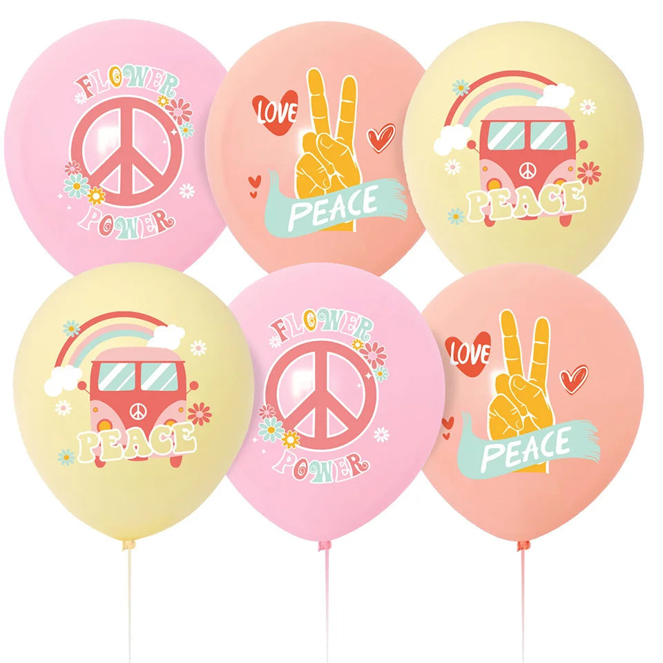 15pcs Hippie Two Groovy Bohemian Rainbow Bus Balloons For Bohemian Themed Kids Birthday Decoration Wedding Party Supplies Good Vibrations