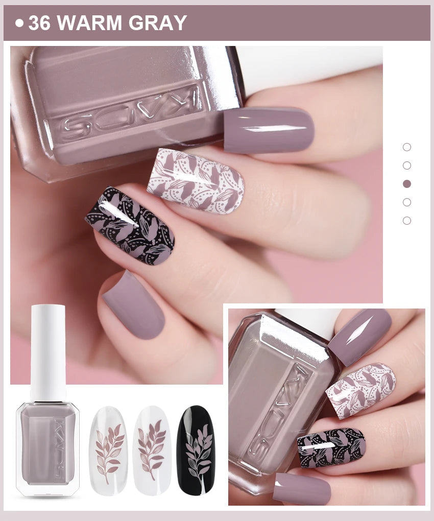 KADS 24 Colors Stamping Nail Polish Black White Gold Silver Nail Art Printing Varnish for Stamp Plate Nail Polish Lacquers Good Vibrations