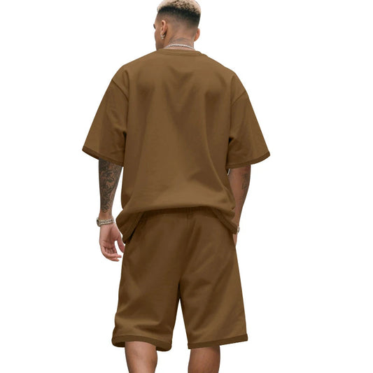 Men's Two-Piece Clothing Set, Loose Round-Neck T-Shirt and Shorts Set, Casual Sportswear, Perfect for Summer Good Vibrations