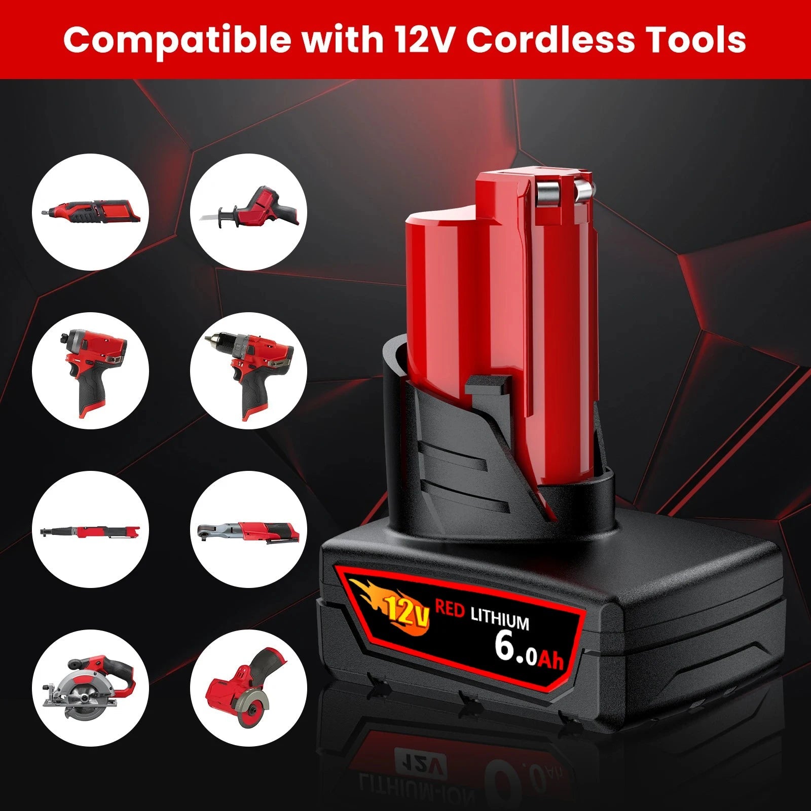 Milwaukee M12 Battery 12.0Ah 12V Rechargeable Battery For Milwaukee M12 Tool 48-11-2402 48-11-2411 48-11-2401MIL-12A-LI Good Vibrations