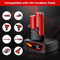 Milwaukee M12 Battery 12.0Ah 12V Rechargeable Battery For Milwaukee M12 Tool 48-11-2402 48-11-2411 48-11-2401MIL-12A-LI Good Vibrations