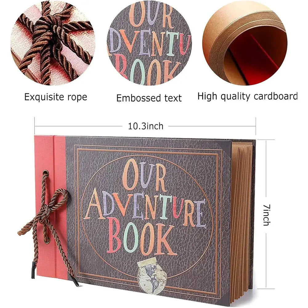 40 Pages DIY Adventure Album Photo Album Handmade Scrapbook Adventure Book Retro Kraft Album Anniversary Wedding Guest Book Good Vibrations