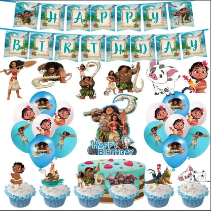 New MINISO Moana Theme Children Birthday Party Disposable Tableware Cup Plate Flag Kids Girls Wedding Party Decoration Supplies Good Vibrations