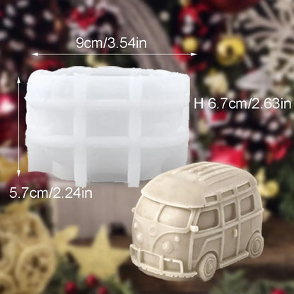 Christmas Tree Car Silicone Aromatherapy Candle Mold 3D Cedar Bus Shape DIY Plaster Resin Making Tool Handmade Party Favor Decor Good Vibrations