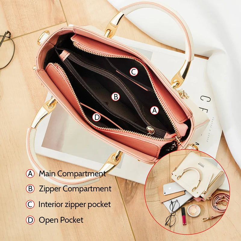 FOXER Women Split Leather Shoulder Bag Elegant Handbag Smal Tote Female Large Capacity Lady Crossbody Bag Stylish Messenger Bags Good Vibrations