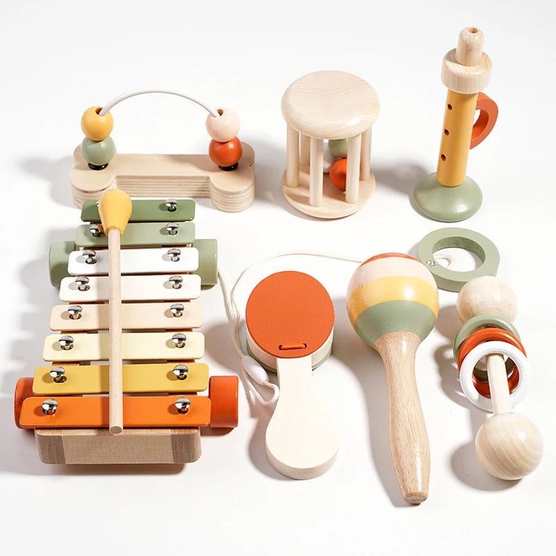 Wooden Musical Instrument Toy Set Includes a variety of instruments like xylophones and rattles Kids will have a blast playing m Good Vibrations