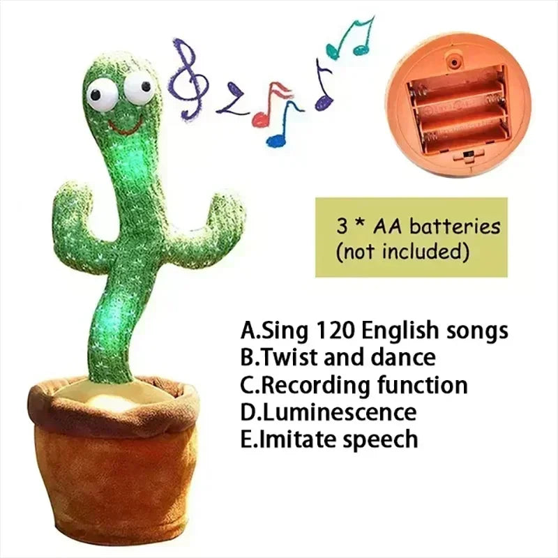 Talking Cactus Toy with LED 120 English Songs Singing Musical Toys Repeat What You Say Suitable for Babies and Toddlers Good Vibrations