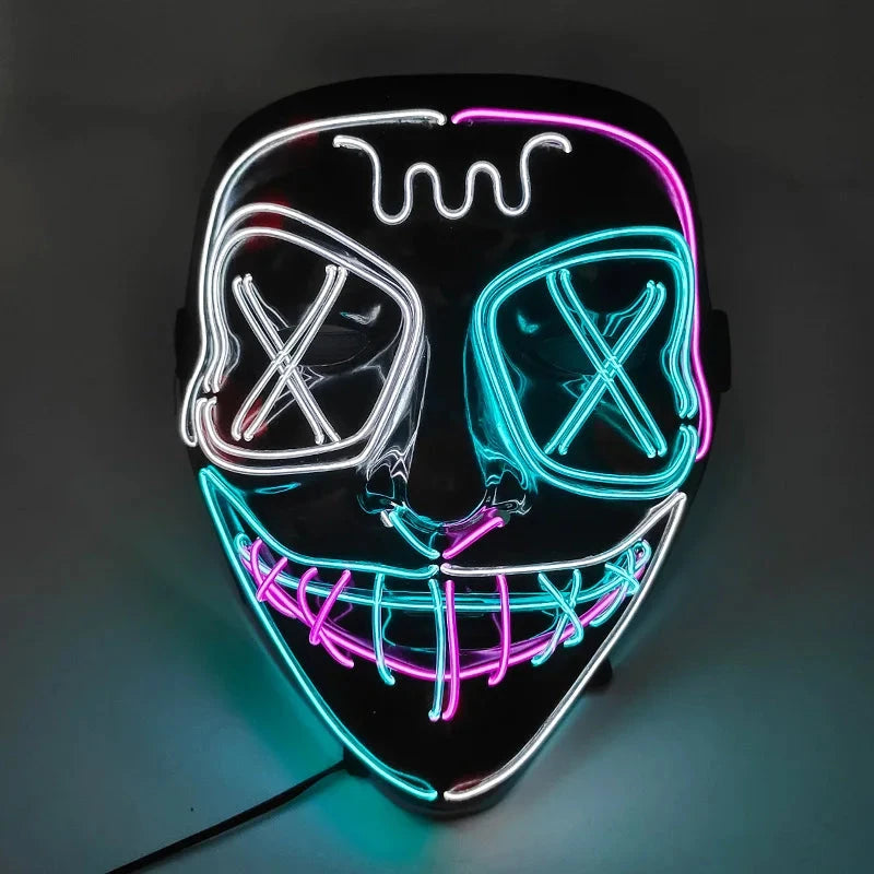 Halloween Carnival Party Costume Decoration Luminous LED Mask Halloween Mask LED Maske Light Up Party Masks for Glow Party Good Vibrations