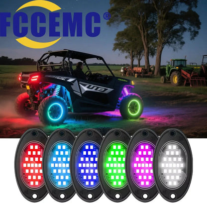4PCS Car Chassis Light 12V LED Rock Lights 24 High Brightness Ambient Lighting For Polaris Yamaha Can-Am UTV ATV Off Road Jeep Good Vibrations