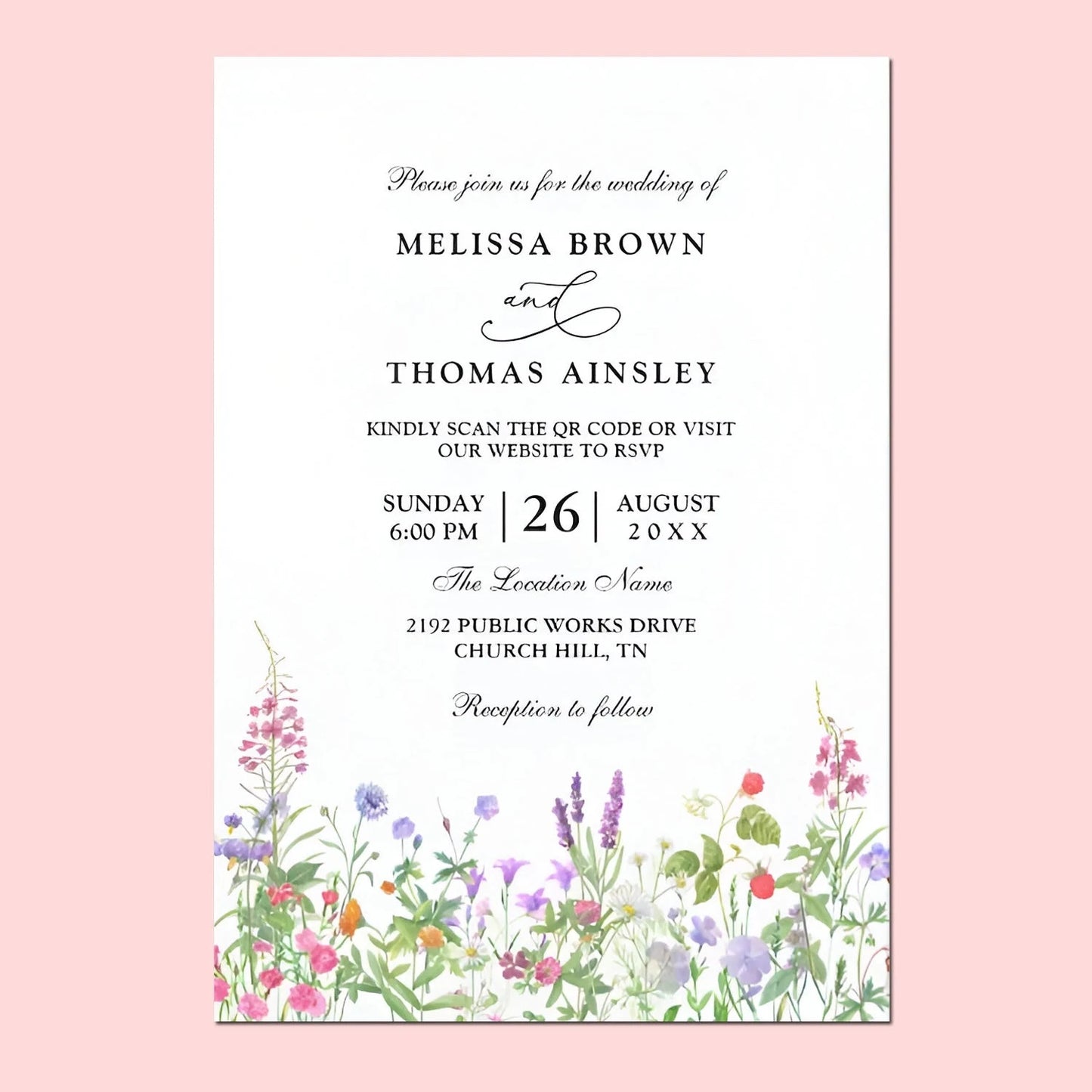 20pcs Country Wedding Invitation, Personalized Wedding Invitation Card, Wedding Invitations for Elegant Wildflowers Good Vibrations