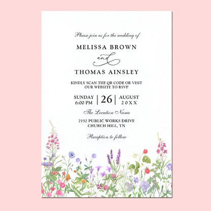20pcs Country Wedding Invitation, Personalized Wedding Invitation Card, Wedding Invitations for Elegant Wildflowers Good Vibrations