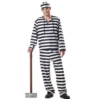 CP Cospaly Convict Prisoner Costume Striped Halloween Cos Couple's Convict Costume Classic Striped Halloween Costumes for Women Good Vibrations