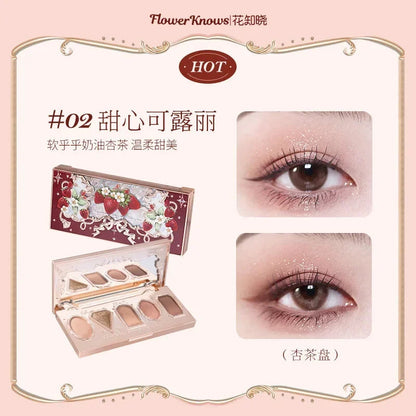 Flower Knows Strawberry Rococo Moonlight Mermaid Jewel Eyeshadow Palette 5 Colors Pearlescent Mashed Potatoes 2023 Good Vibrations