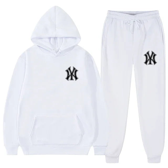 Men's running and fitness fashion casual sportswear set for autumn and winter, hooded sweatshirt + jogging pants two-piece set Good Vibrations
