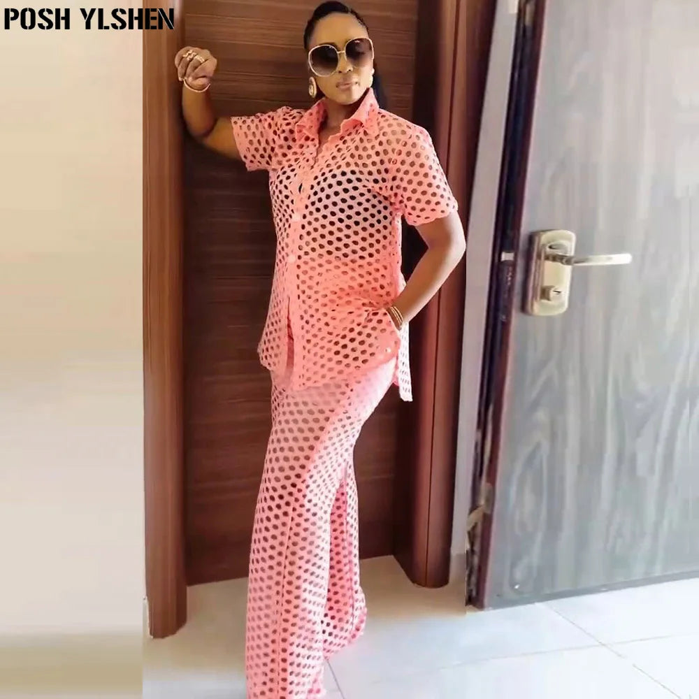 Two 2 Piece Pant Sets Women Outfit Summer Clothes African Dresses for Women 2025 New in Sexys Matching Set Dames Africa Clothing Good Vibrations