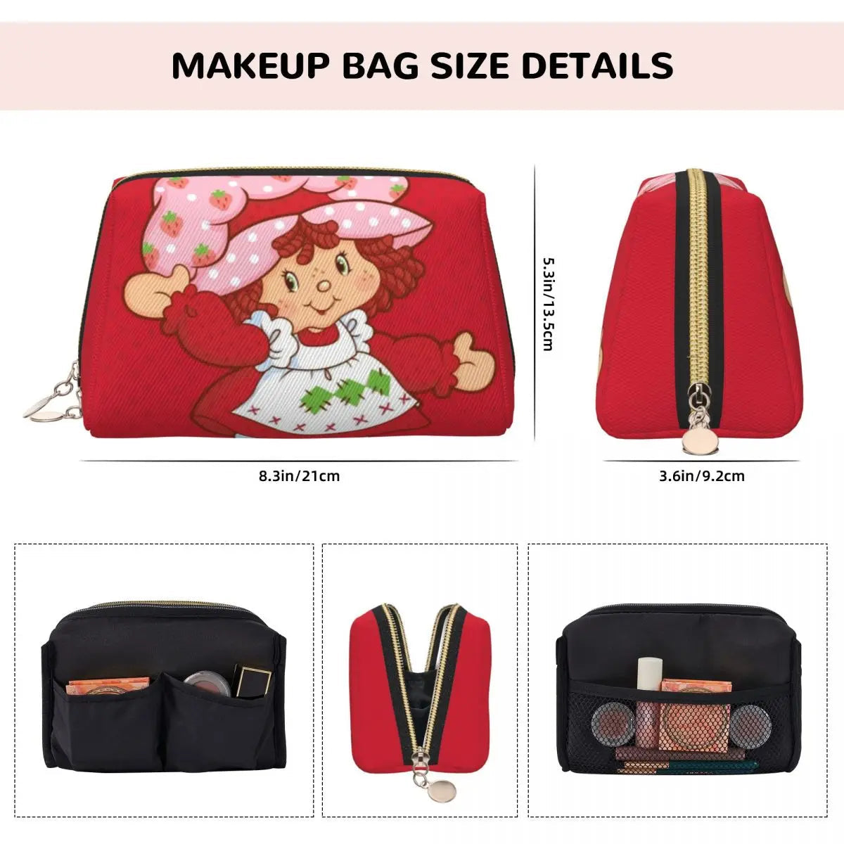 Like Strawberry ShortCake (30) Women Cosmetic Bags Travel Makeup Organizer Pouch Toiletry Storage Dopp Kit Case Good Vibrations